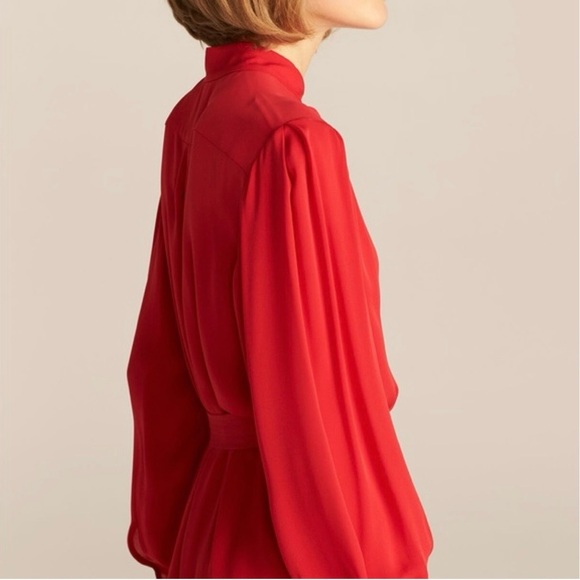 Rebecca Taylor 100% Silk Georgette Dress in Geranium Red Size XS NWOT - Picture 5 of 12